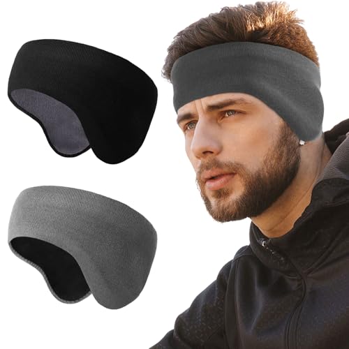 WTACTFUL 1-2 Pack Ear Muffs Ear Warmers, Winter Extra Thick Fleece for Men - color: Black, Gray
