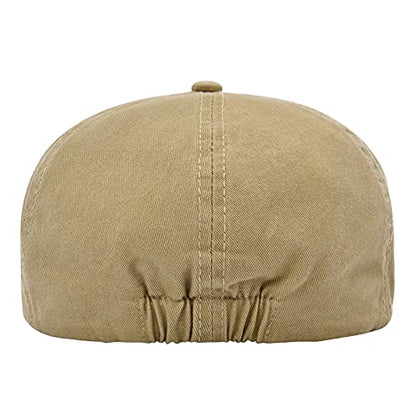 VOBOOM Cotton Washing Flat Cap Cabbie Hat Gatsby Ivy Irish Hunting Newsboy - color: Khaki