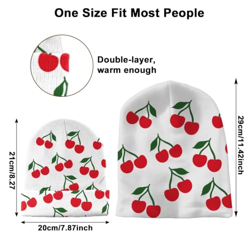 Beanie Knit Hat Winter Unisex Cuffed Beanies Skull Cap Warm Double Layer Thick Acrylic Cute for Girls Women Men - color: Cherry