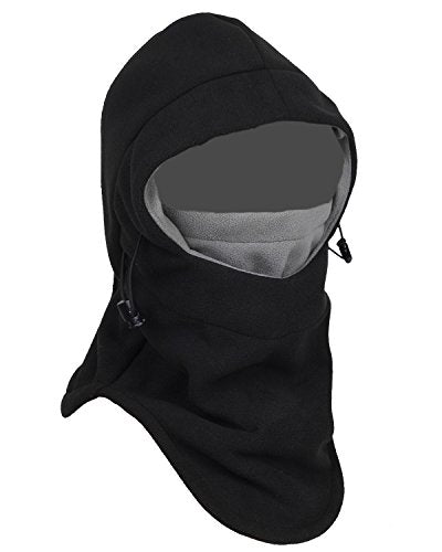 Tahbilk Balaclava Fleece Hood,Heavyweight Cold Weather Winter Motorcycle,Windproof Ski Mask,Ski&Snowboard Gear - color: Black+grey