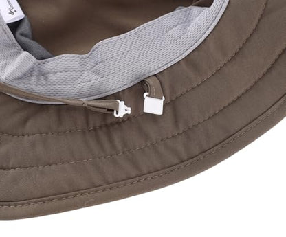 Connectyle Kids Foldable Wide Brim Sun Hat UPF 50+ Sun Protection Bucket Hats Breathable Summer Beach Hat for Boys Girls - color: Army Green, size: Medium