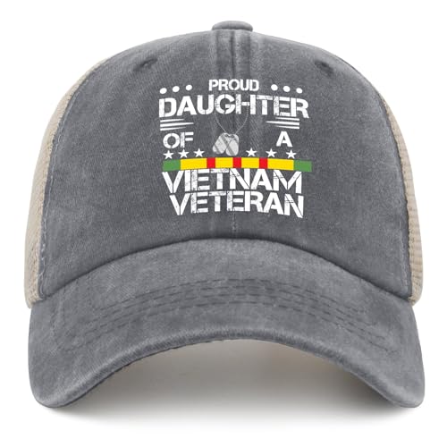 Proud Daughter of A Vietnam Veteran Hat Veteran Day for Women Baseball Cap Fashion Washed Hiking Hat Cotton - color: Gray01