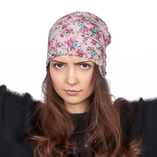 Jemis Sweet Heartwarming Breast Cancer Beanie Hat, Romantic Knitted Hat, Cancer Headwear Caps Baggy Skull Sleep Scarf - color: 2 Pack Black & Pink