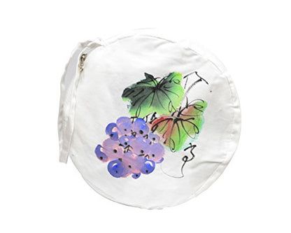 Women's Foldable Cotton Sun Hat, 18 in Diameter Brim (Handpainted Grapes)