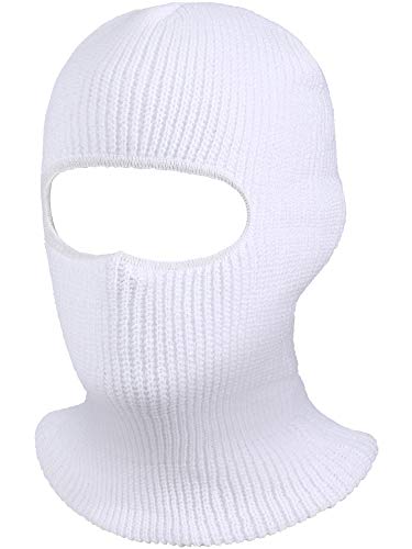 SATINIOR 1 Hole Ski Mask Winter Knitted Balaclava Warm Full Face Mask Windproof Head Cover for Men Women Sports Outdoor - color: White, size: Medium