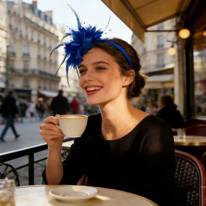 Fascinators Hat Tea Party Hat for Women 1920s Halloween Party - color: Royal Blue