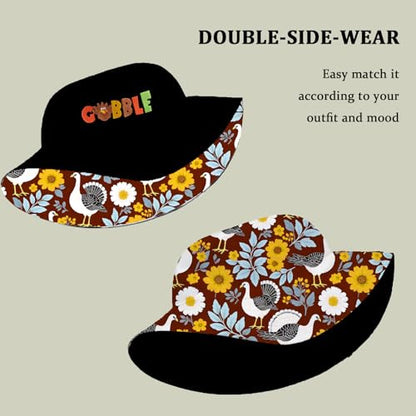 Bucket Hat for Men Women Funny Holiday Fishing Hat Cute Fisherman Cap - color: T-turkey