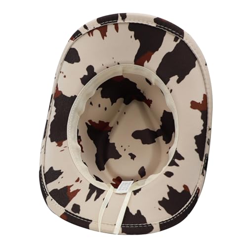 Western Cowboy Hat for Men Cowgirl Hat for Women Unisex Wide Brim Felt Fedora Hats Classic Cowboy Hats - color: Cowprint