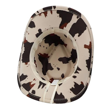 Western Cowboy Hat for Men Cowgirl Hat for Women Unisex Wide Brim Felt Fedora Hats Classic Cowboy Hats - color: Cowprint