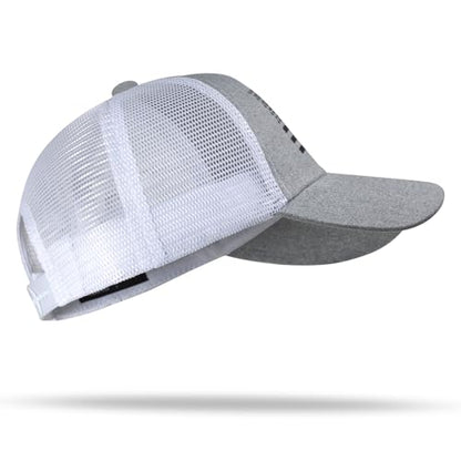 American Flag Trucker Hat - Snapback Hat, Baseball Cap for Men Women - Breathable Mesh Side, Adjustable Fit - for Casual Wear - color: Heather Gray/White