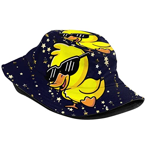 Bucket Hat Funny Duck Fisherman Hat Travel Beach Sun Hat Outdoor Cap for Men Women Adults - color: Cool Duck Glasses