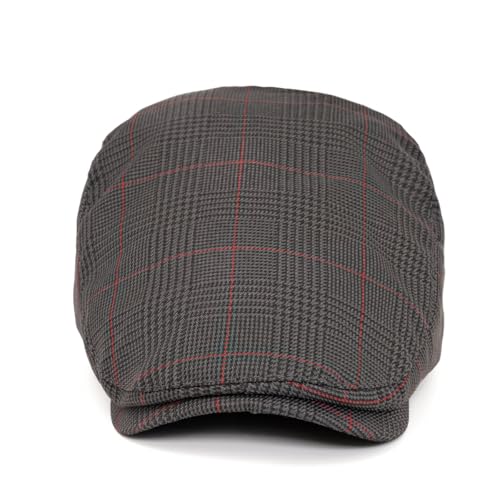 Cotton Newsboy Cap,Breathable Ivy Gatsby Cabbie Beret Hat for Men's Women Driving Hunting Golf - color: Checkered Dark Grey