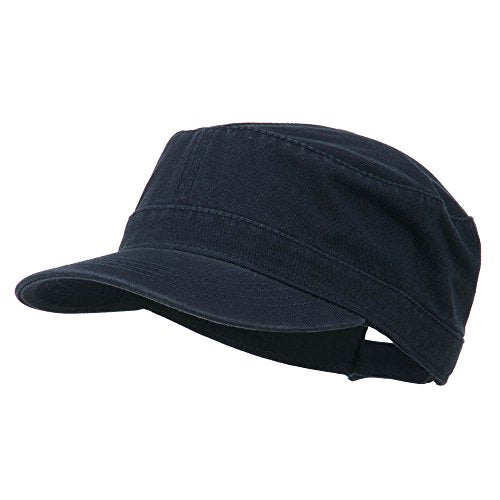 Garment Washed Adjustable Army Cap - color: Navy