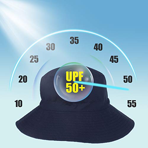 Baby Sun Hat Toddler Beach Swim Hats UPF 50+ Summer Bucket Hat Kids Infant Wide Brim Adjustable Sun Hat for Baby Boy Girls - color: Navy, size: 0-6 Months