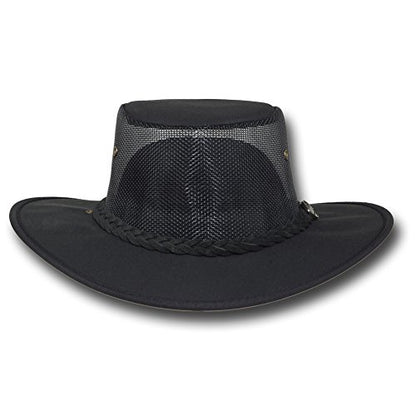 Mesh Drover Cotton Canvas Hat by Barmah - color: Black, size: Large