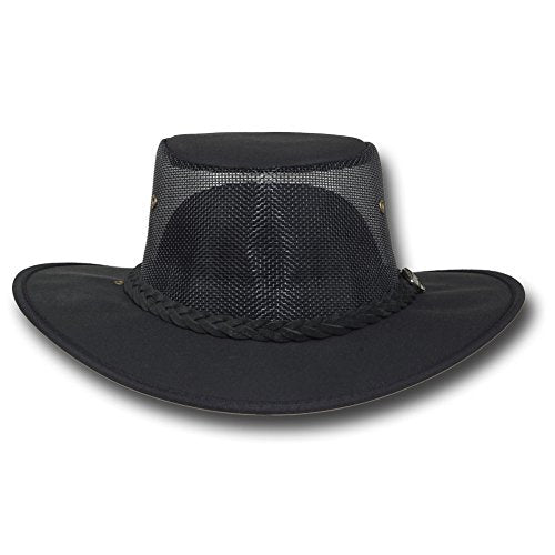 Mesh Drover Cotton Canvas Hat by Barmah - color: Black, size: Medium
