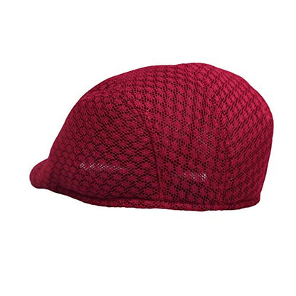 WITHMOONS Breathable Mesh Summer Hat Newsboy Ivy Cap Cabbie Flat Cap UZ30053 - color: Red