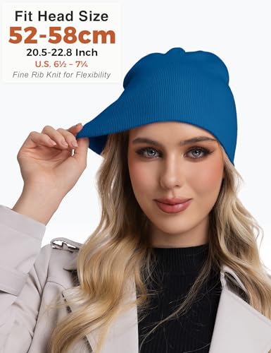 ROYBENS 100% Cotton No Cuff Beanie Hat Men Women, Fisherman Skull Cap - color: Blue