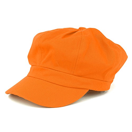 Women's Lightweight 100% Cotton Soft Fit Newsboy Cap with Elastic Back - color: Orange