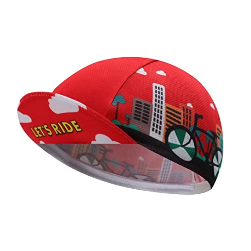 Funny Cycling Cap - Polyester Skull Cycling Hat-Under Helmet -Cartoon Cycling Helmet Liner Breathable&Sweat Uptake - color: Fuu-red