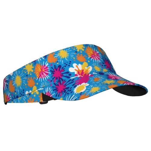 Adjustable Lightweight Open Top Sports Sun Visor Hat Cap for Golf Tennis - color: Watercolor Splash