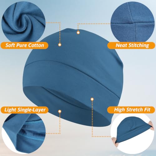 Headshion 100% Cotton Skull Caps Beanie Sleeping Hats for Men Women - color: Royal Blue & Light Blue