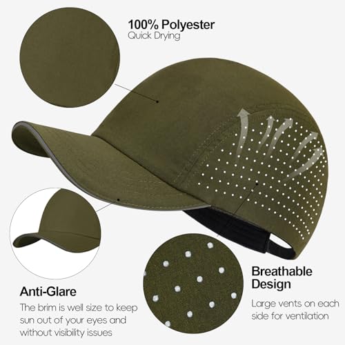 Oversize XXL Running Hat Men Women Quick Dry Baseball Caps Cooling Breathable Mesh Hat for Big Heads Dry Fit Hats for Workout - color: Olive, size: Medium-Large
