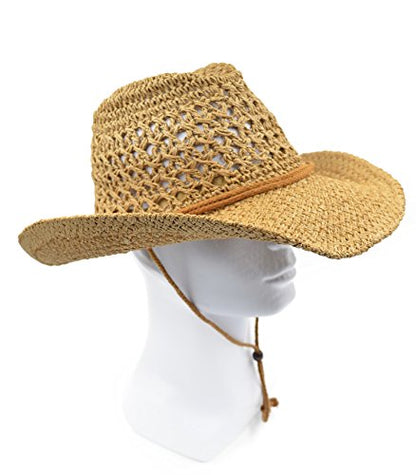 Adult Sun Straw Western Cowboy Hat - color: Khaki, size: One Size