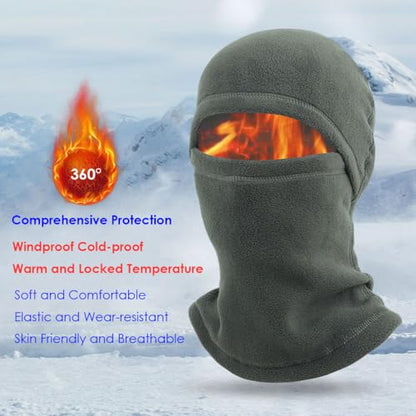 Ski Mask Fleece Balaclava Warm Winter Face Mask Men Shiesty Mask Women Motorcycle Thermal Fleece Face Cover for Cold Weather - color: Green