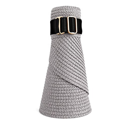 Women Summer Sun Hat Lady's Portable Beach Visor Bowknot Straw Hat - color: Grey 6