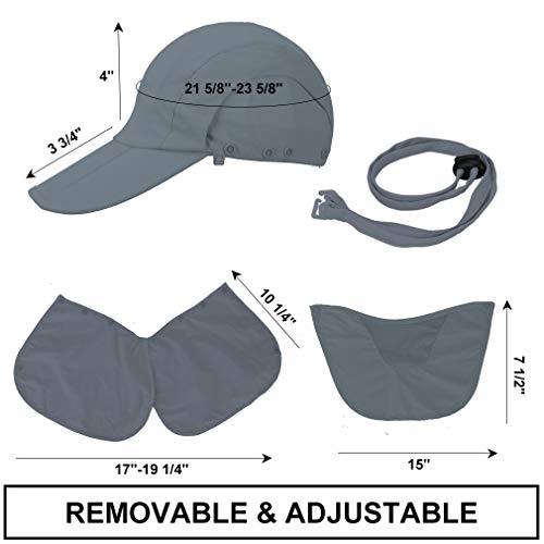 CRISTGEE Foldable Sun Cap, Fishing Hats, UPF 50+ Protection Caps with Face Mask Neck Flap - color: Dark Gray