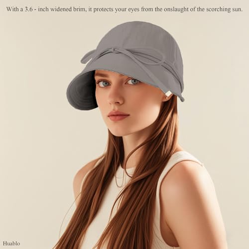 Womens Sun Hat Wide Brim UPF 50+ UV Protection Foldable Packable Sun Shield Hat for Women, Ponytail Outdoor Fishing Hat - color: Upgraded Grey