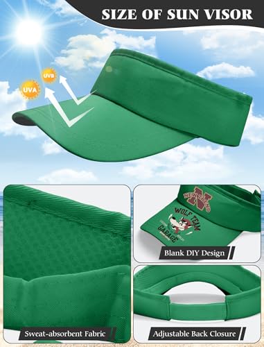 12 Pack Sun Visor Hats Softball Adjustable Cap Sun Protection for Women Men - color: Green
