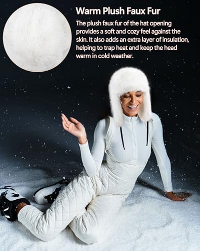 Peicees Winter Fur Hat for Women, Ladies Russian Ushanka Furry Trapper Hat with Warmer Ear Flaps and Glitter Silver Design - color: Grey