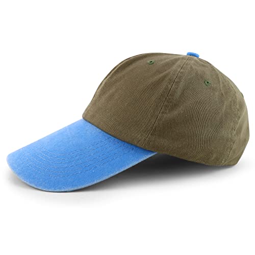 Armycrew XXL Oversize 4 Inch Long Bill Pigment Dyed Baseball Cap - color: Khaki Blue, size: XX-Large