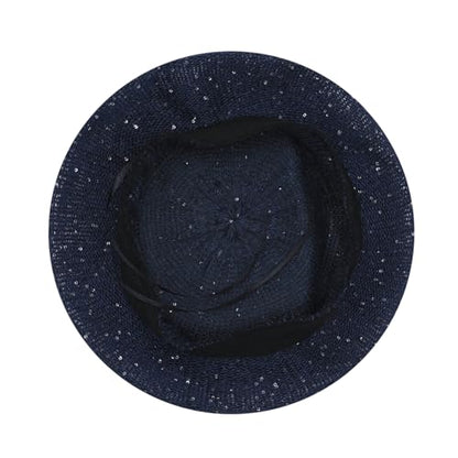 Women Lightweight Beret Floral Hollow Out Hat Breathable French Beret Beanie Hat Cap for Spring Summer - color: Dk.blue 6#