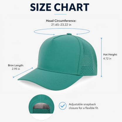 5 Panel Baseball Cap Quick Dry Mesh Snapback Hat for Women Men - color: Lakegreen