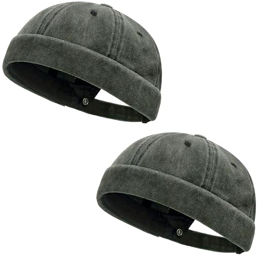 Initlove Docker Hat for Men Vintage Brimless Sailor Hat Beanie Cap - color: Green + Green