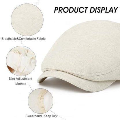 3Pcs Men's Newsboy Caps Cotton Cooling Hat Adjustable Flat Cap for Men - color: S2-coffee+beige+black