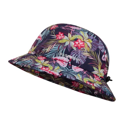BASSDASH UPF50+ Fishing Bucket Hat for Men Women Lightweight Water Resistant Packable Outdoor Summer Sun Hats FH13 - color: Black/Flamingo