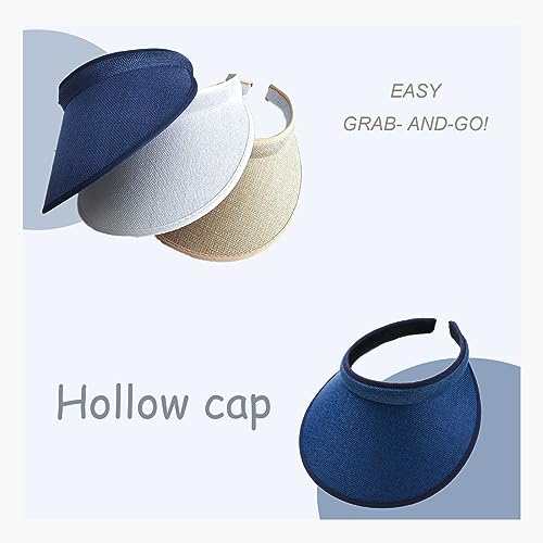 Cloth Covered Slip-On Visor for Women, Adjustable Cap Sports Sun Visors for Men - color: Denim/Denim