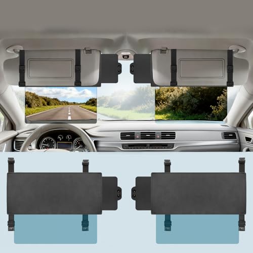 Veharvim Sun Visor Extender for Car (Polarized, UV400, PC Lens, Side Sunshade,Straps&Adjusters), Car Visor Extender Sun Blocker,Visor Extender Attachment, Anti-Glare for Safe Driving(Driver+Passenger) - size: (Driver+Passenger) Side