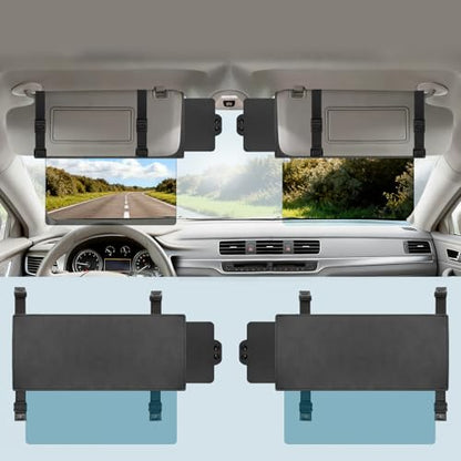 Veharvim Sun Visor Extender for Car (Polarized, UV400, PC Lens, Side Sunshade,Straps&Adjusters), Car Visor Extender Sun Blocker,Visor Extender Attachment, Anti-Glare for Safe Driving(Driver+Passenger) - size: (Driver+Passenger) Side
