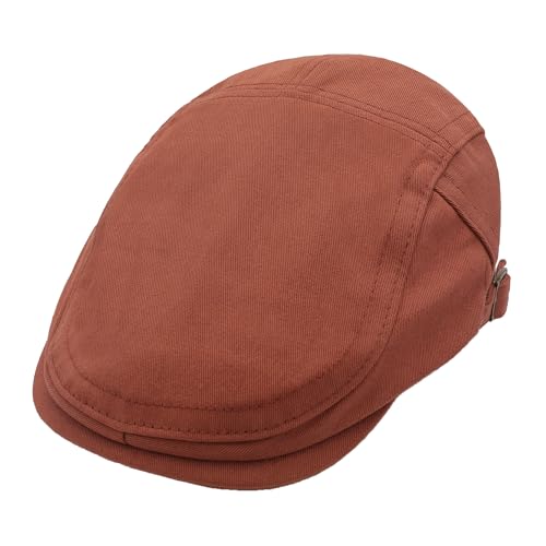 ZLYC Men Cotton Flat Cap Summer Scally Newsboy Beret Driver Hat - color: Twill Orange