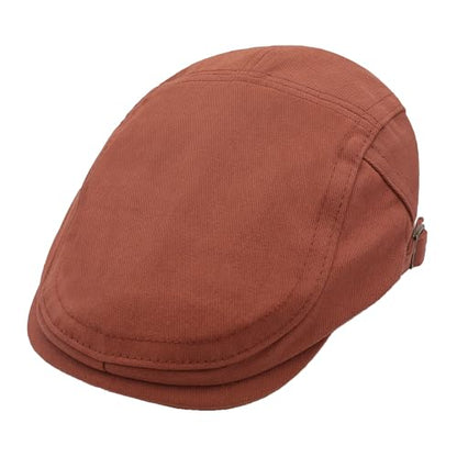 ZLYC Men Cotton Flat Cap Summer Scally Newsboy Beret Driver Hat - color: Twill Orange