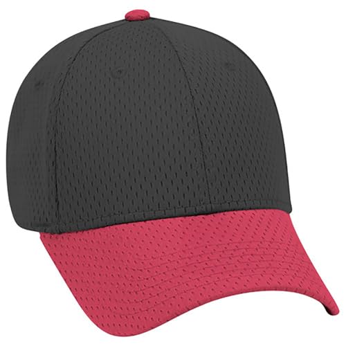 Ashen Fane 6 Panel Polyester Pro Mesh Low Profile Baseball Cap - color: Red Black