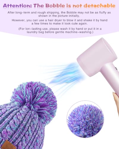 Toddle Winter Hat - Knit Toddle Beanie Kids Beanie Kids Winter Hat Girls - color: Blue and Purple