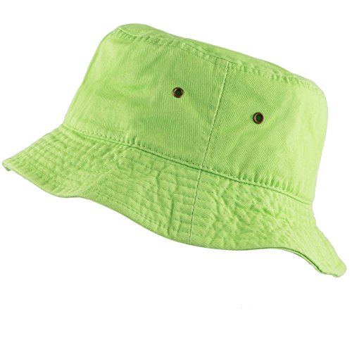 Cotton Bucket Hat Packable Sun Hat – Unisex Summer Travel Beach Fisherman Hat for Men Women Outdoor Fishing Hiking - color: Lime, size: Large-X-Large