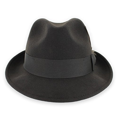 Hats in the Belfry Trilby Men/Women Snap Brim Vintage Dress Fedora Hat 100% Wool - color: Brown, size: Medium