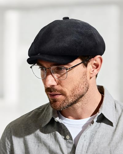 Croogo Baker Boy Newsboy Cap Beret Hats Adjustable Cabbie Apple Hat for Men - color: Bl45-black